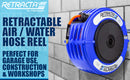 R3 Thermoplastic Heavy Duty Hose Reel Air Water Service  3/8 inch x 65 ft 300 PSI  Blue Case / Orange Hose - PN