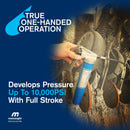 Macnaught Grease Gun with one-handed operation and it develops pressure up to 10000 PSI with full stroke.