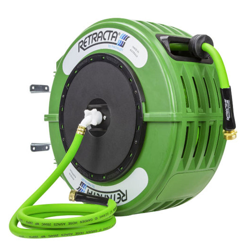 Macnaught Retractable Garden Hose Reel - 82 Ft. Green Case