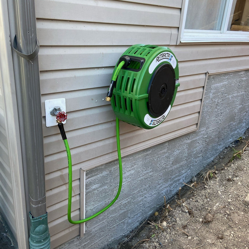 Macnaught Retractable Garden Hose Reel - 82 Ft. Green Case