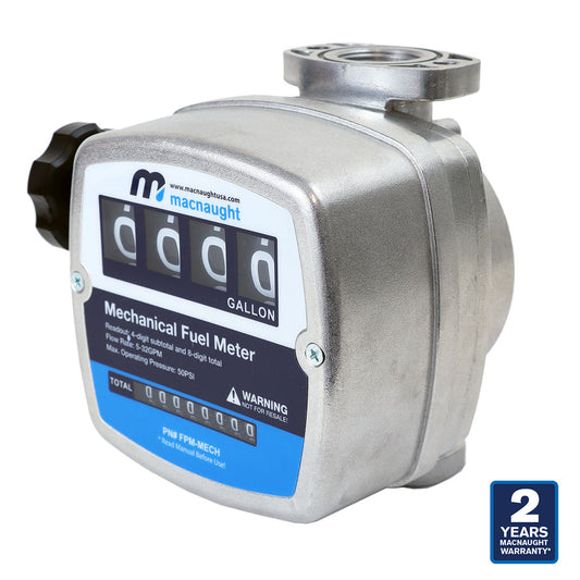 Débitmètre de carburant mécanique en aluminium Macnaught M3 Series 5-32 GPM, 1" – PN# FPM-MECH