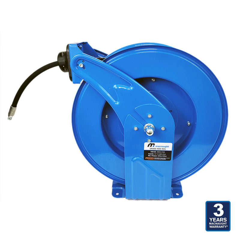 Retractable M3 Industrial Grade Grease Reel, ¼” x 50 ft – 3 Years Warranty