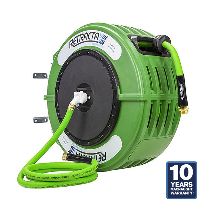 Macnaught Retractable Garden Hose Reel - 60 Ft. Green Case - 10 Years Warranty