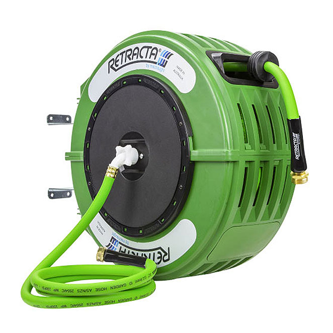 Macnaught Retractable Garden Hose Reel - 60 Ft. Green Case